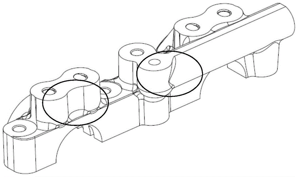 An exhaust structure in the die-casting mold of the front bearing cover of the ultra-low-speed die-cast camshaft
