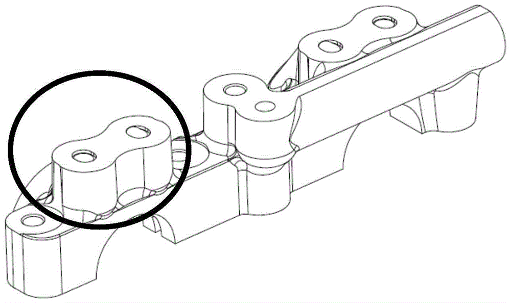 An exhaust structure in the die-casting mold of the front bearing cover of the ultra-low-speed die-cast camshaft