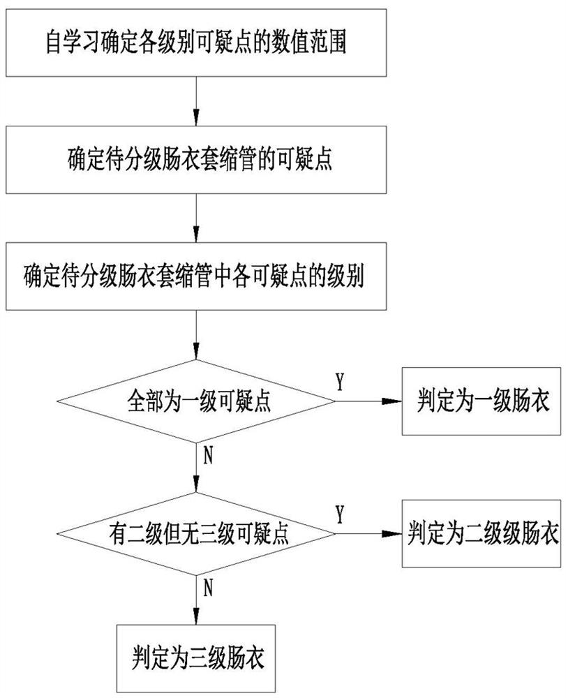 Sausage casing shrinkage pipe image grading system and method