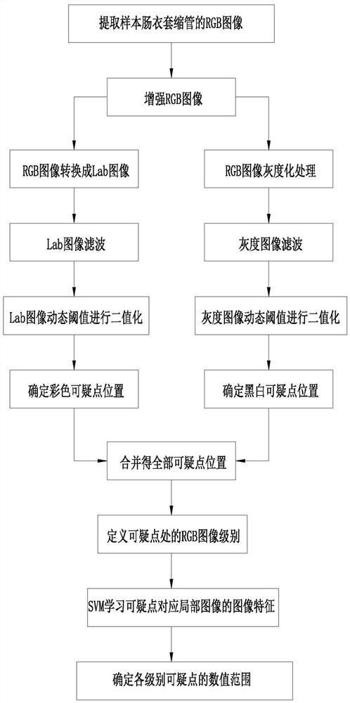 Sausage casing shrinkage pipe image grading system and method