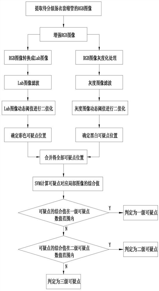 Sausage casing shrinkage pipe image grading system and method