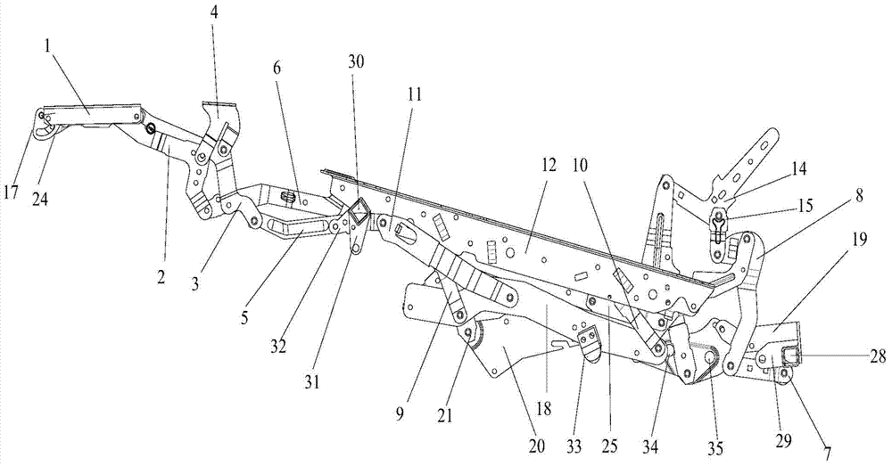 Mechanical stretching device for movable sofa