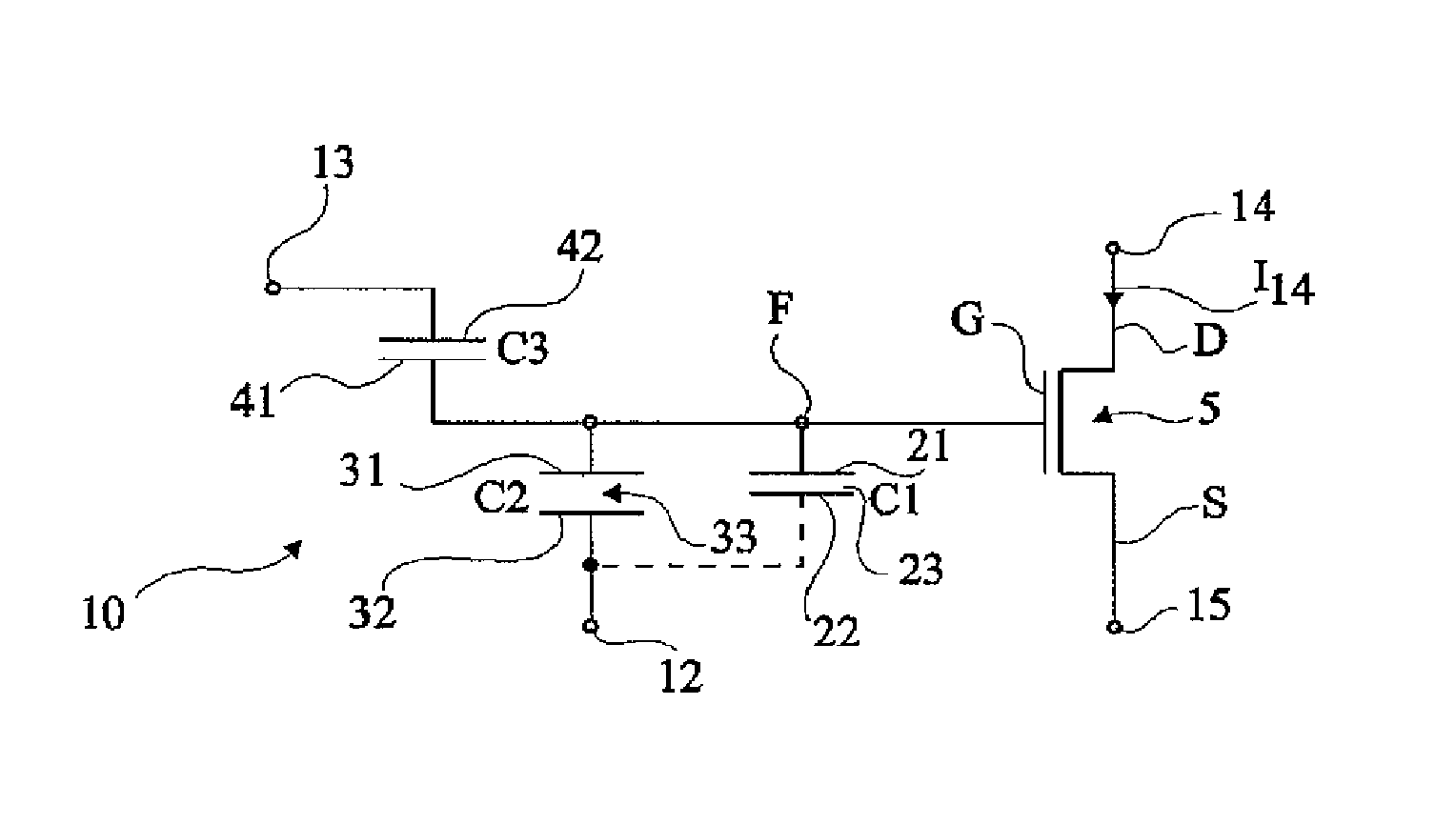 Charge retention circuit for a time measurement