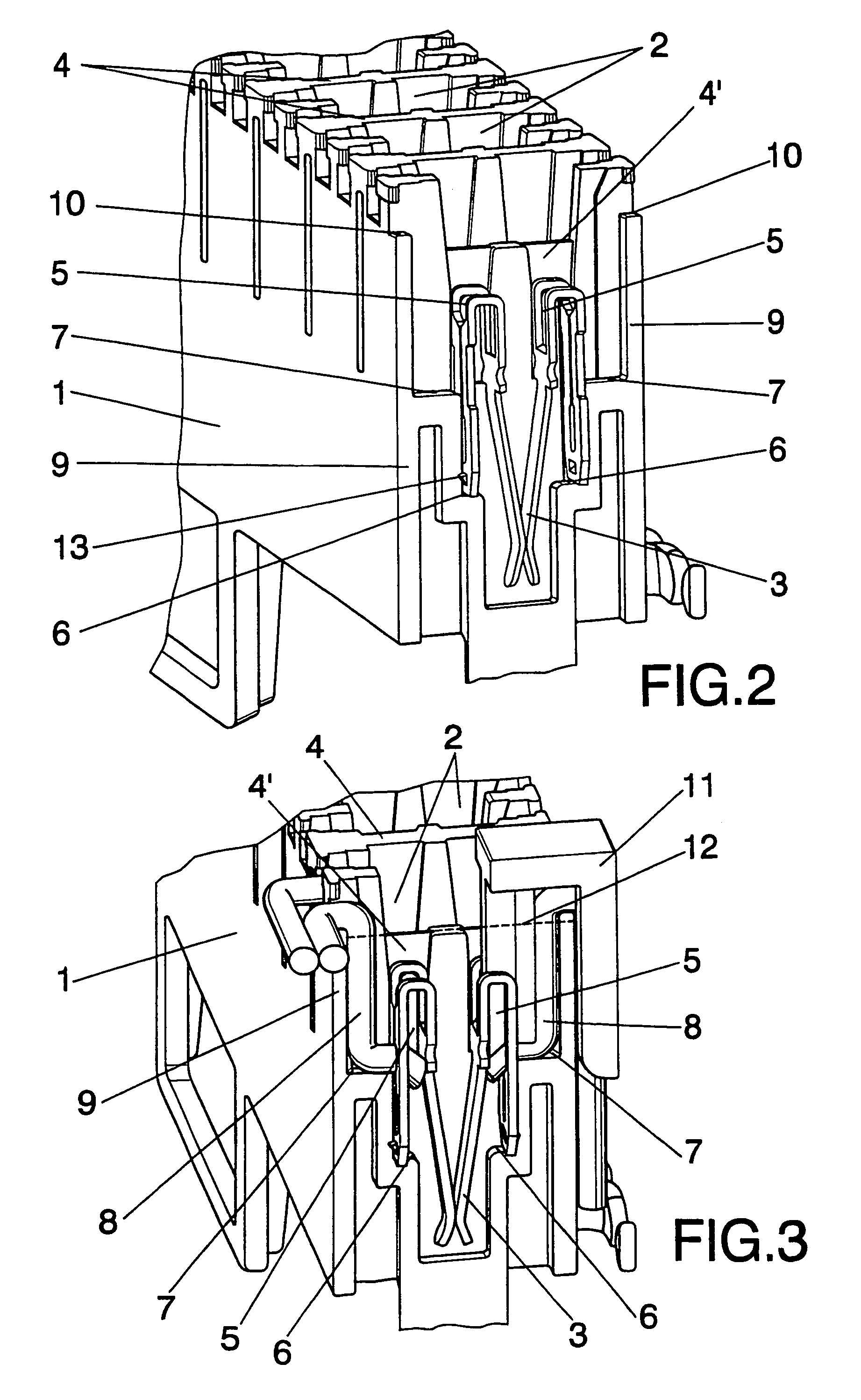 Multi-terminal connector strip and procedure for the sealing thereof