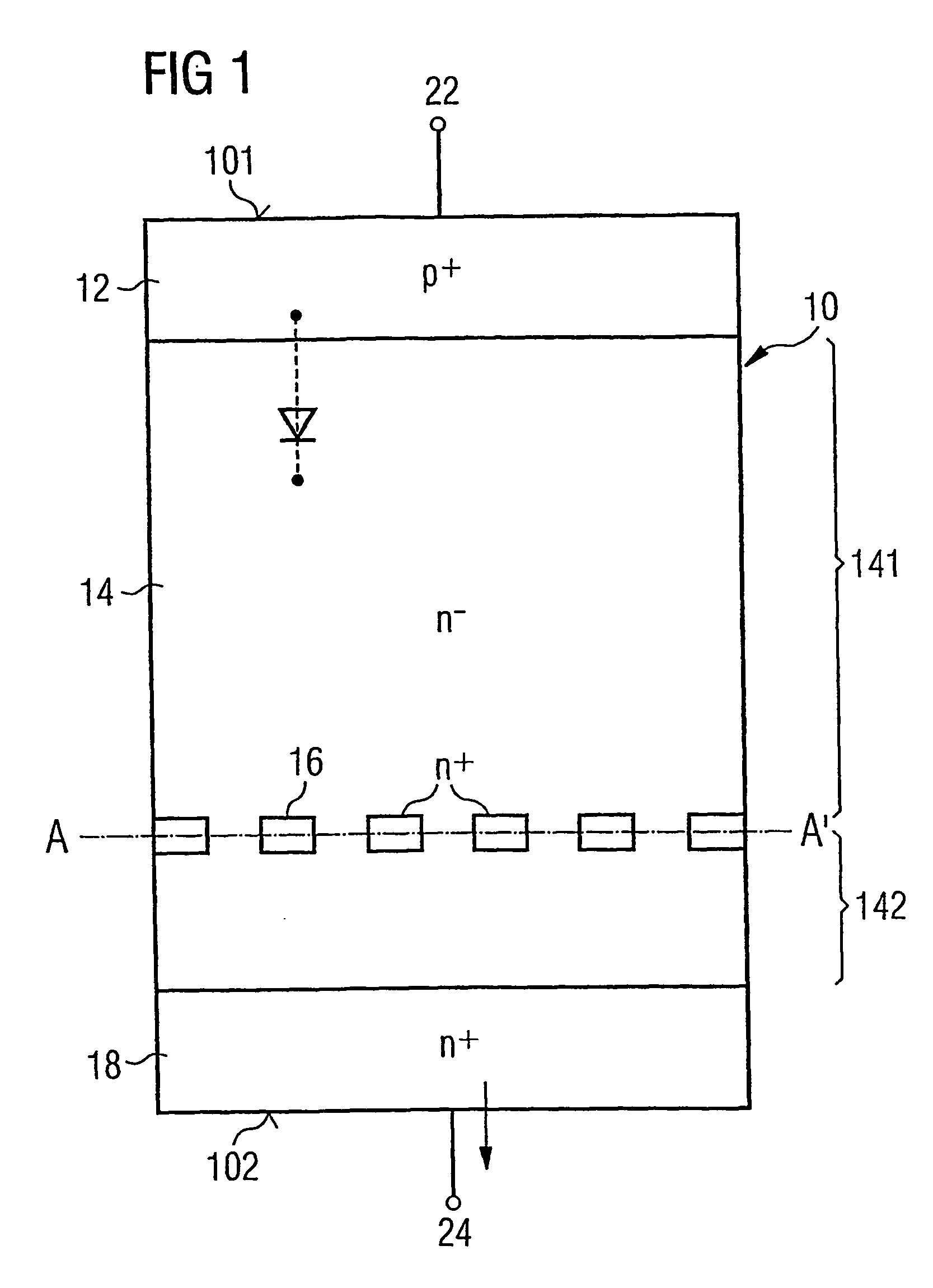 Method for production of a buried stop zone in a semiconductor component and semiconductor component comprising a buried stop zone