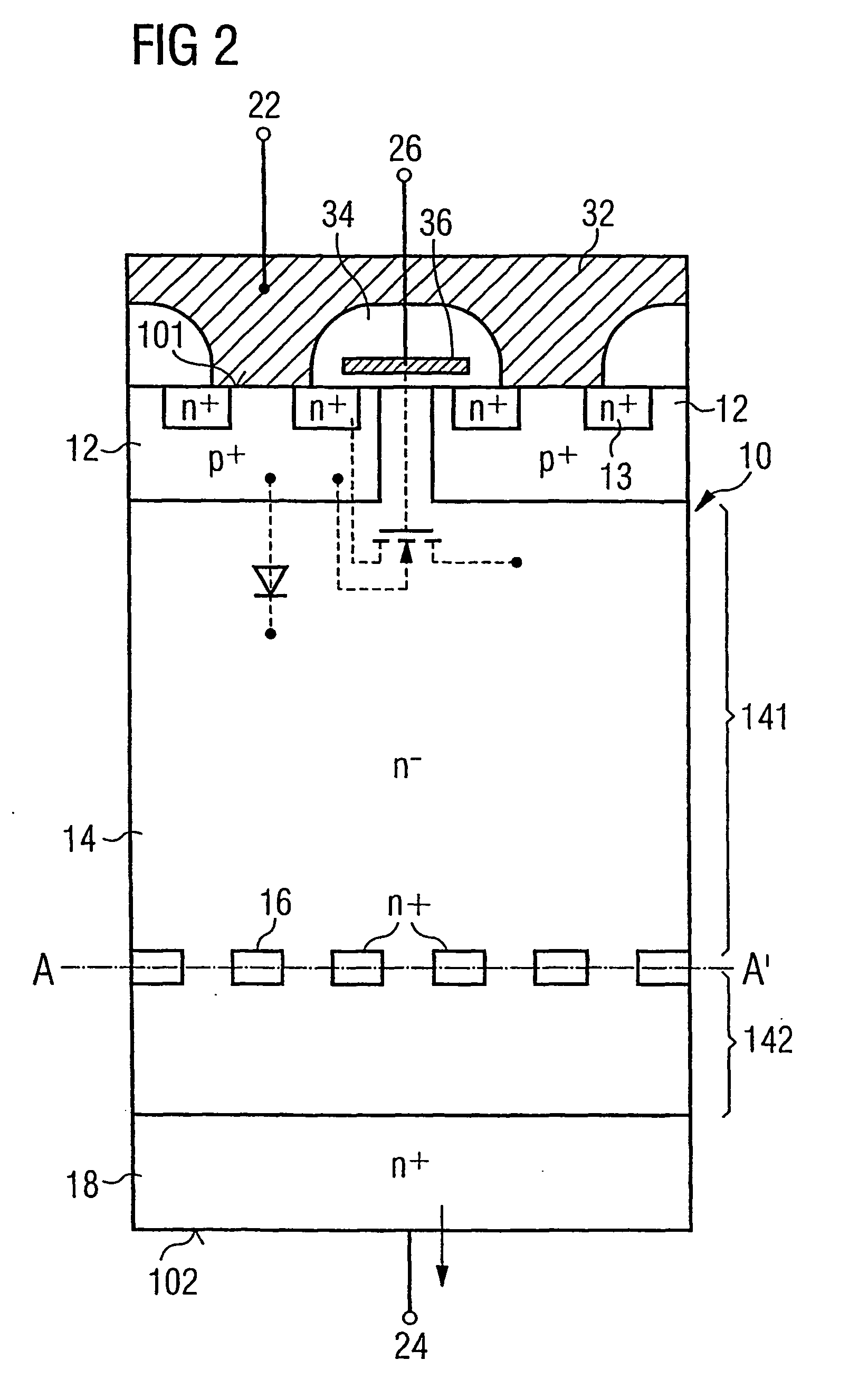 Method for production of a buried stop zone in a semiconductor component and semiconductor component comprising a buried stop zone