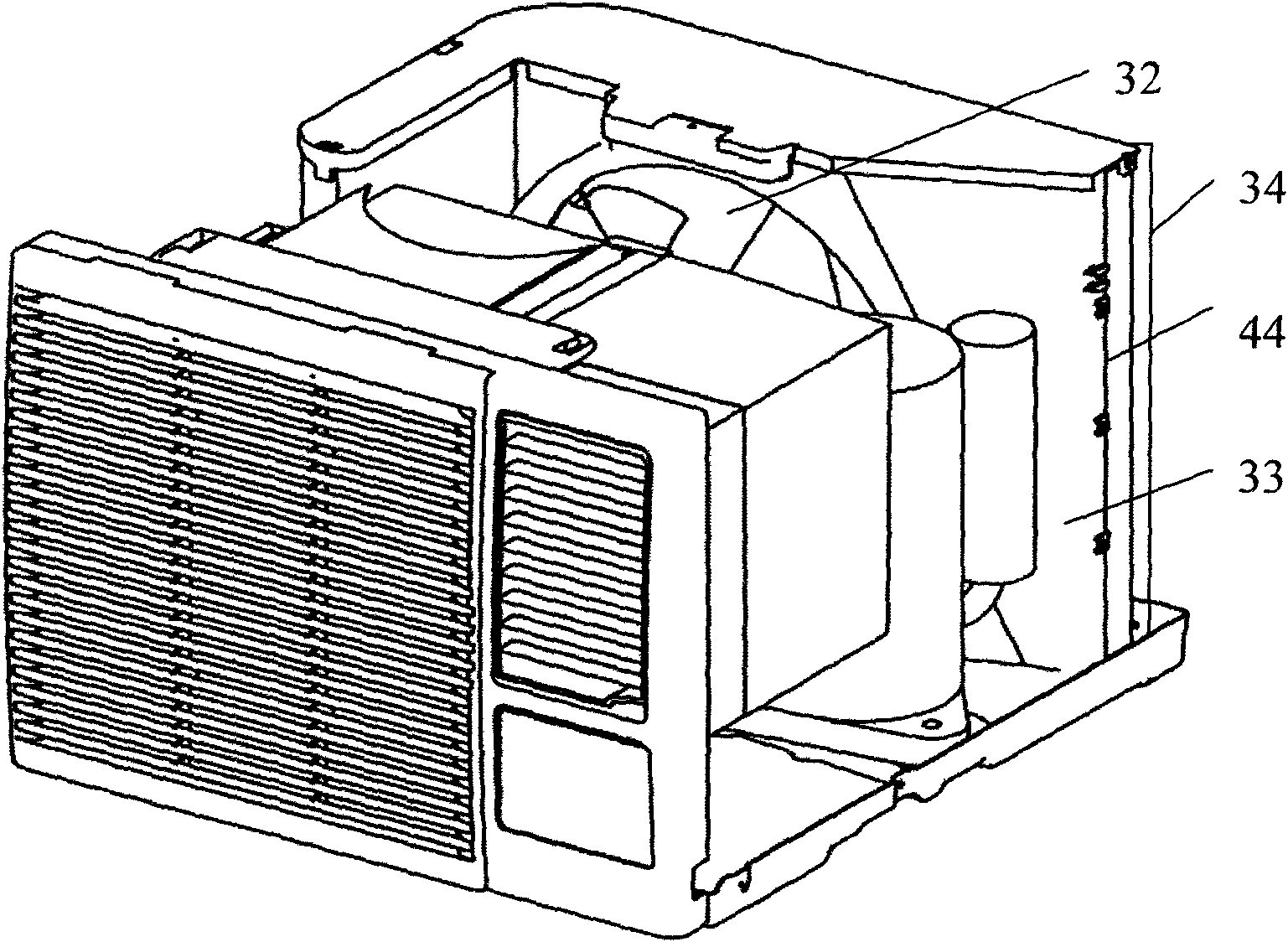 Window air conditioner comprising outdoor fan with two water-kicking rings