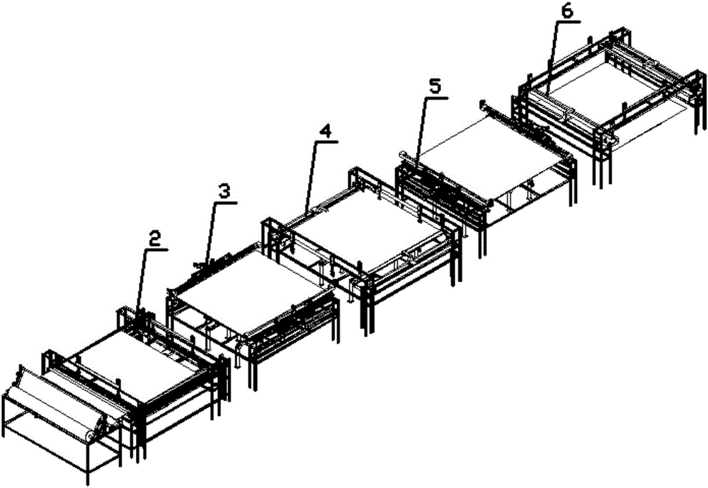 Full-automatic production line for right-angle bed sheet