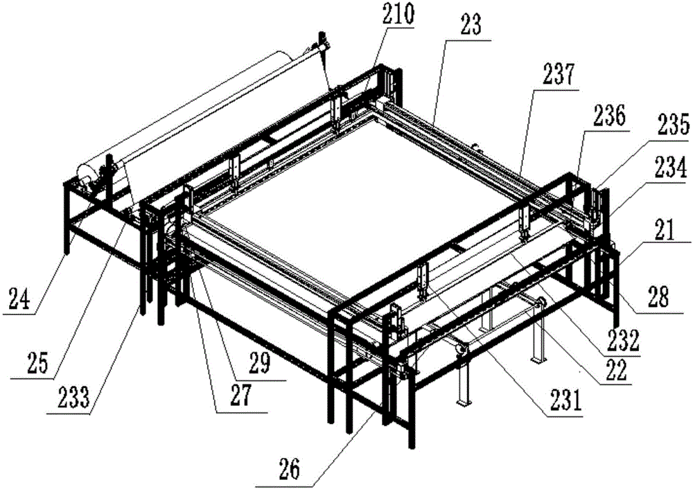 Full-automatic production line for right-angle bed sheet