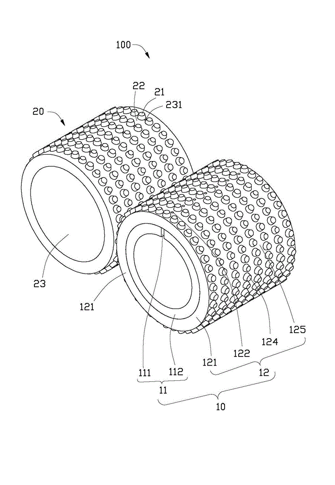 Embossing device and embossing process, composite non-woven fabric absorber, production device and process thereof