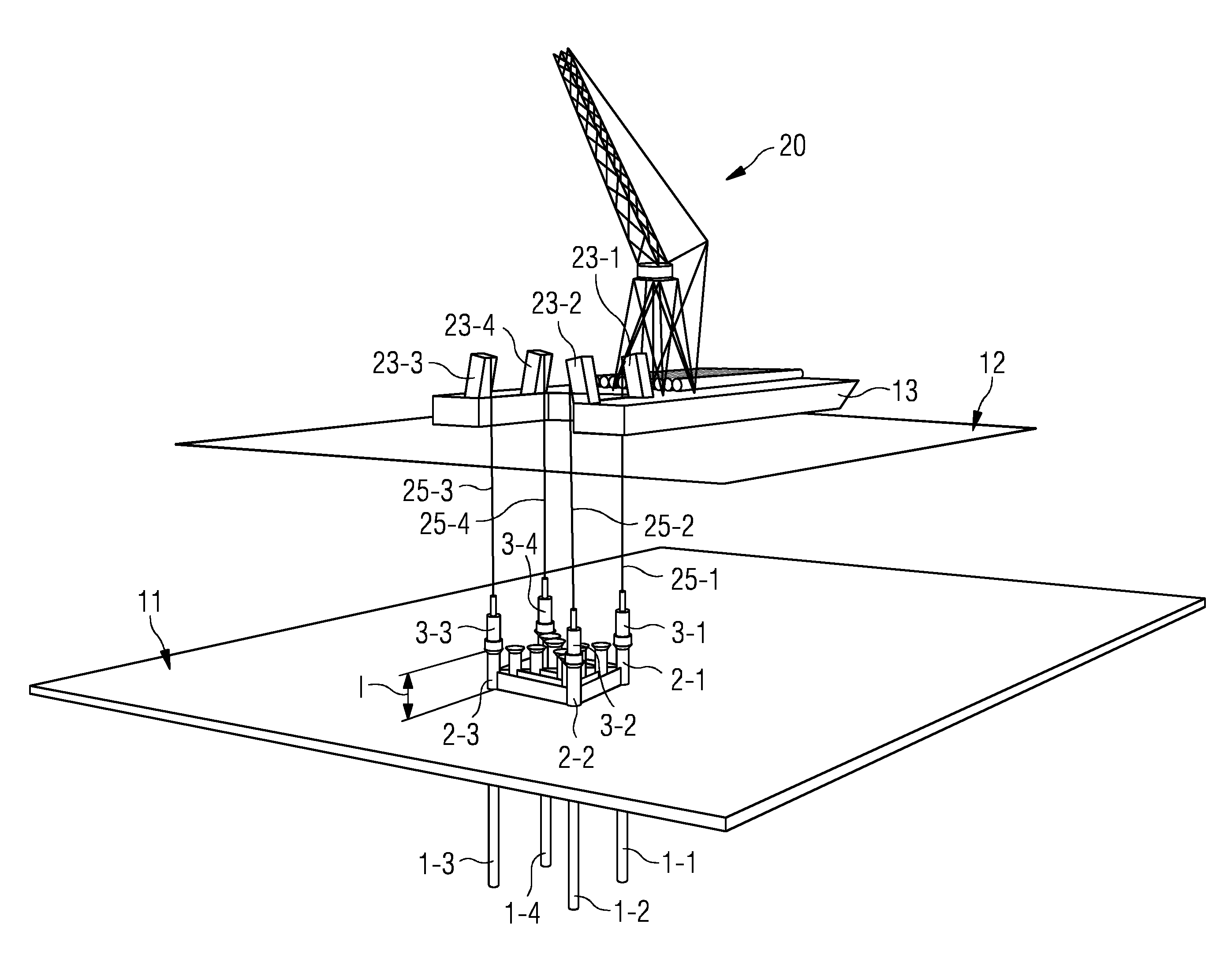 Method and device for driving a multiplicity of piles into a seabed