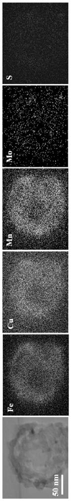 Copper and manganese-doped Prussian blue-like-molybdenum disulfide nano composite material as well as preparation and application thereof