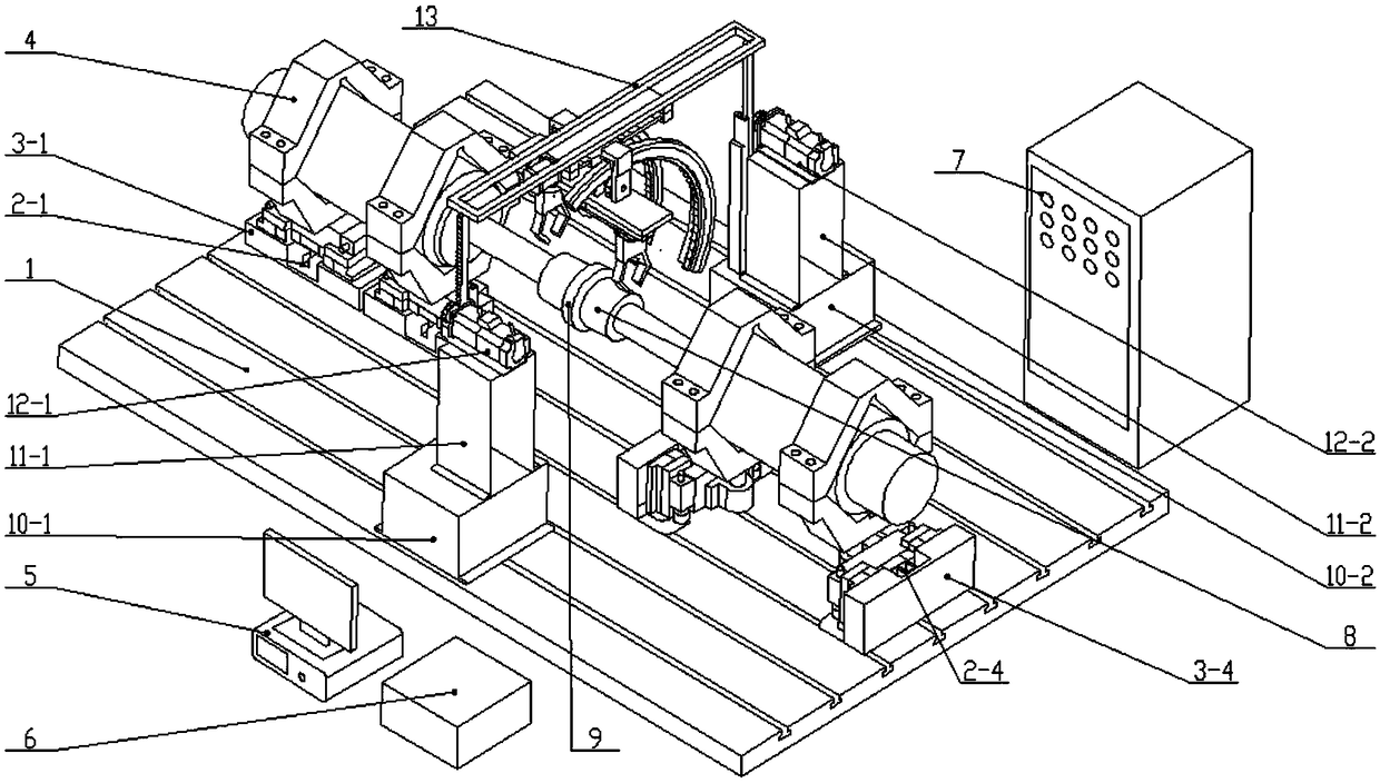 Automatic centering device of electric spindle reliability test platform based on drag loading