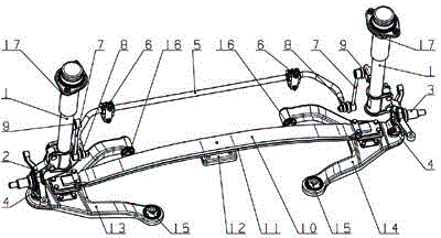 Independent front suspension with transversely arranged steel plate spring