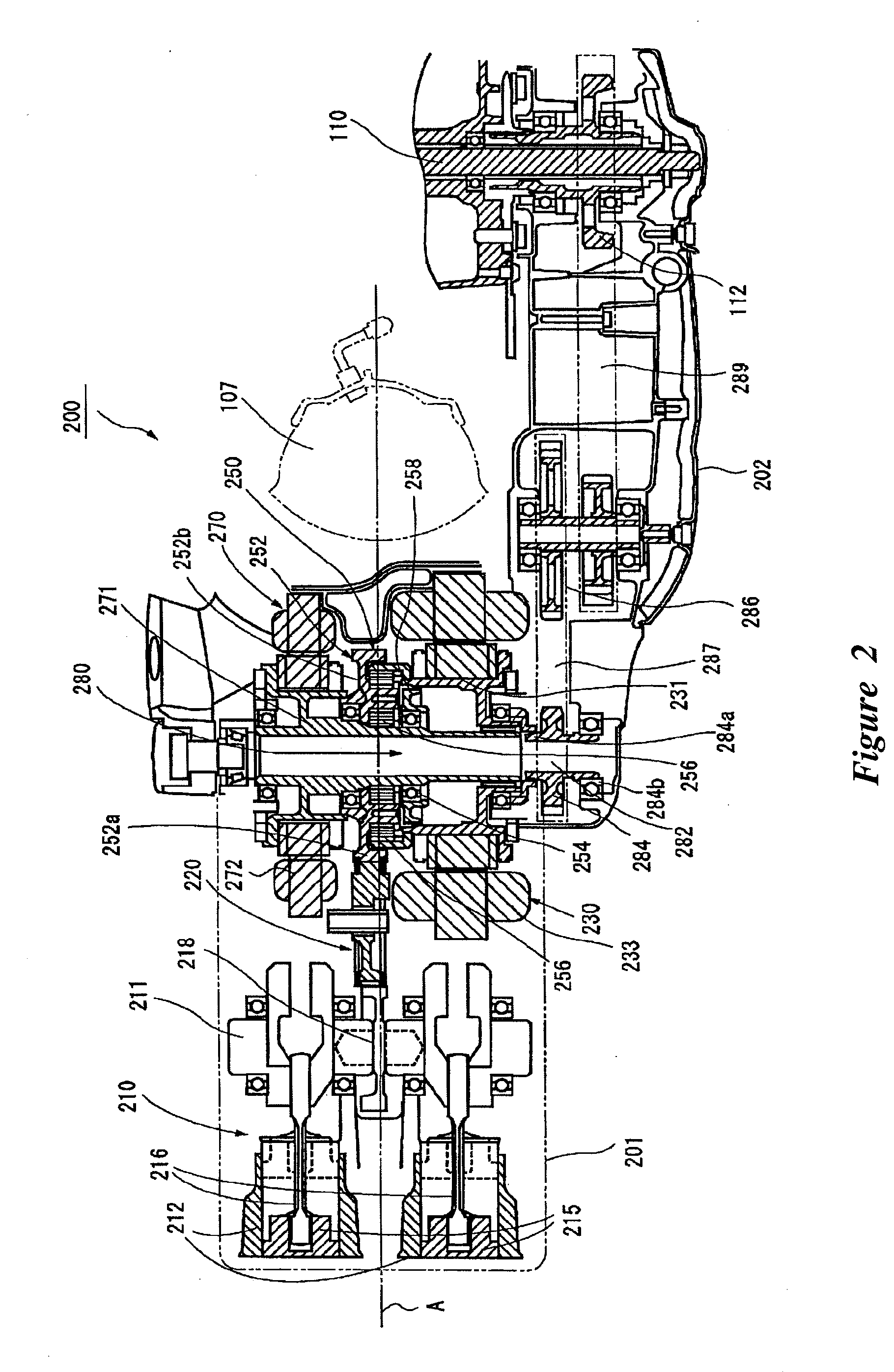 Driving device for hybrid vehicle, and hybrid vehicle incorporating the same