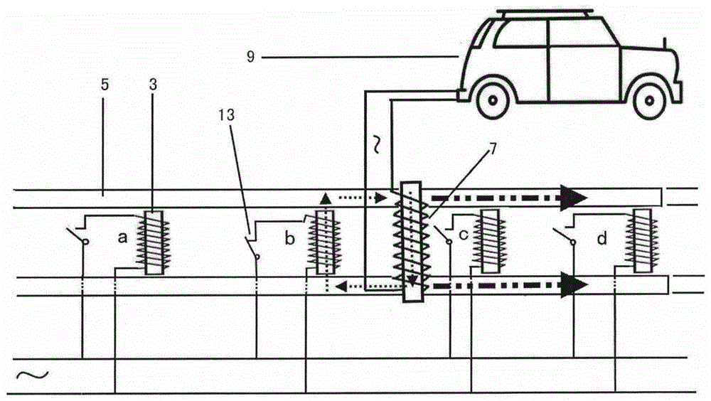 Electric vehicle driving road non-contact type power supply method