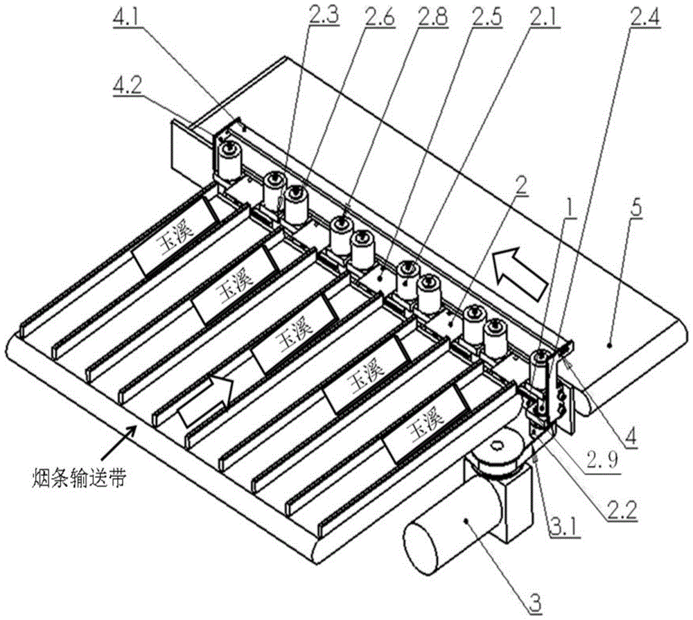 Perpendicular reversing device during cigarette carton transmission