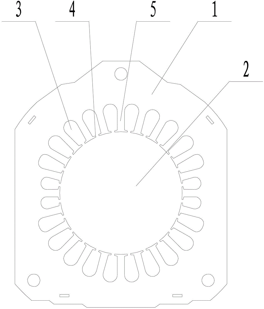 Small-slot motor stator punching sheet and its coil installation method