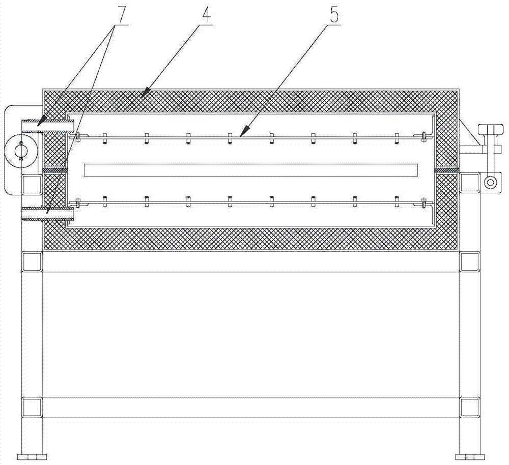 Magnesium alloy extruded plate online hot air heating device and heating coiling method