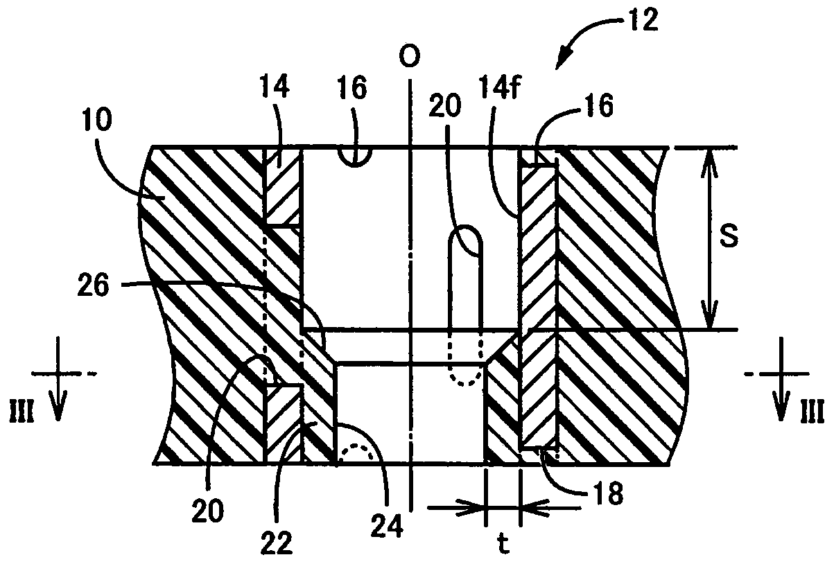 Fastening part structure and molding device of resin parts