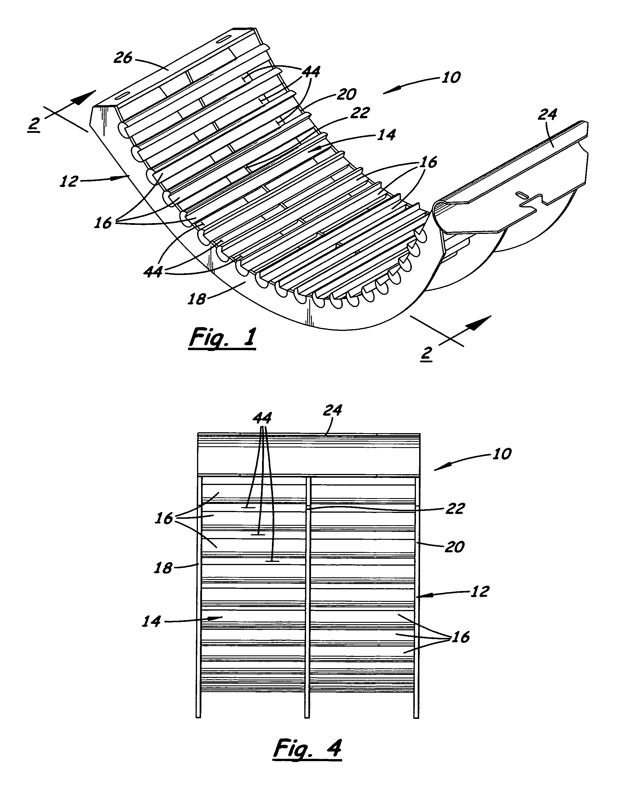 Longitudinally notched threshing element for an agricultural combine threshing concave
