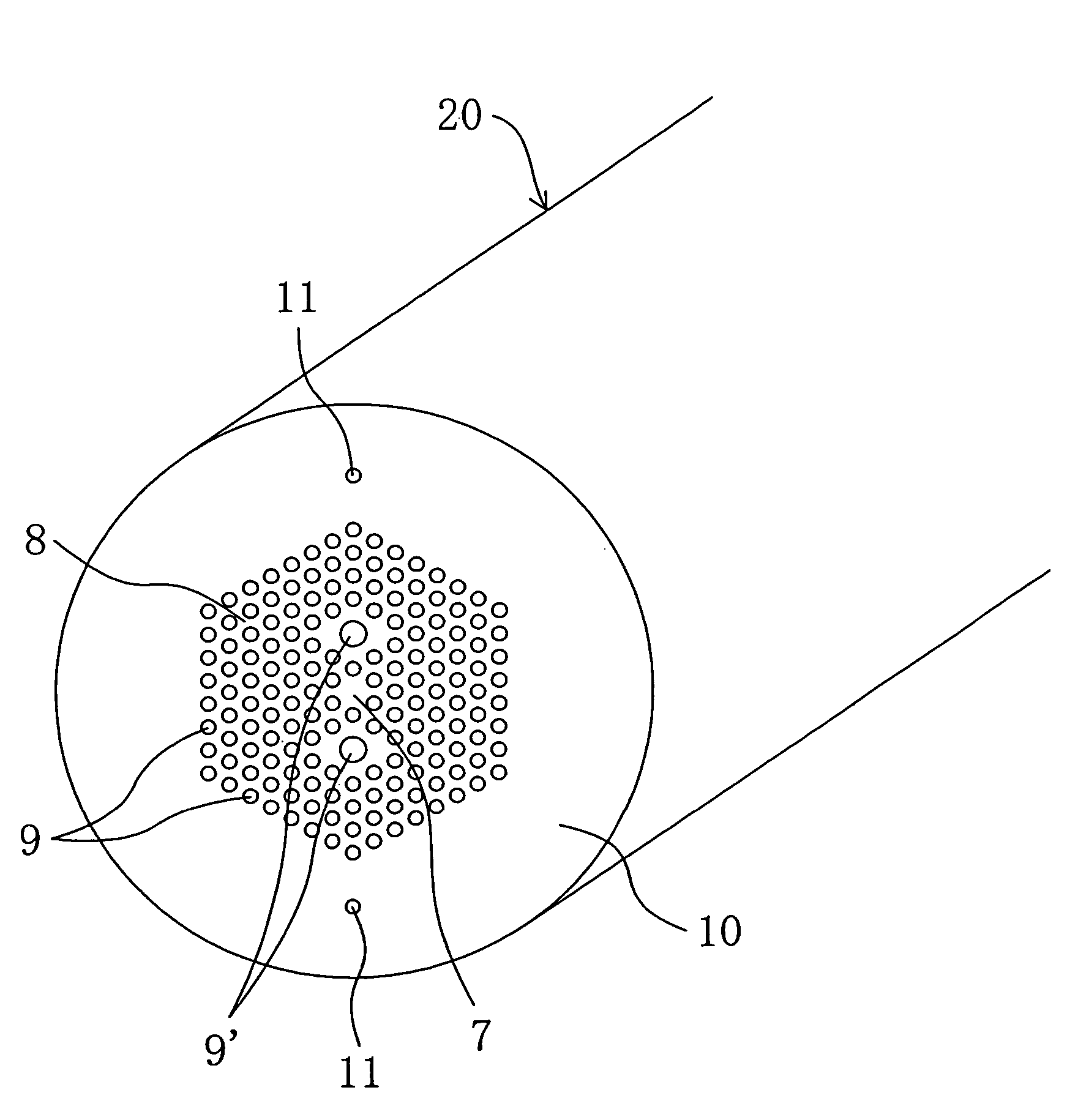 Method of manufacturing photonic crystal fiber using structure-indicating rods or capillaries
