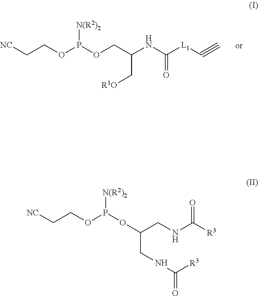 Alkyne phosphoramidites and preparation of spherical nucleic acid constructs