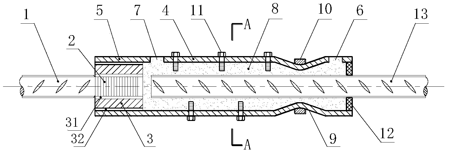 Shearing reinforcing type semi-grouting sleeve