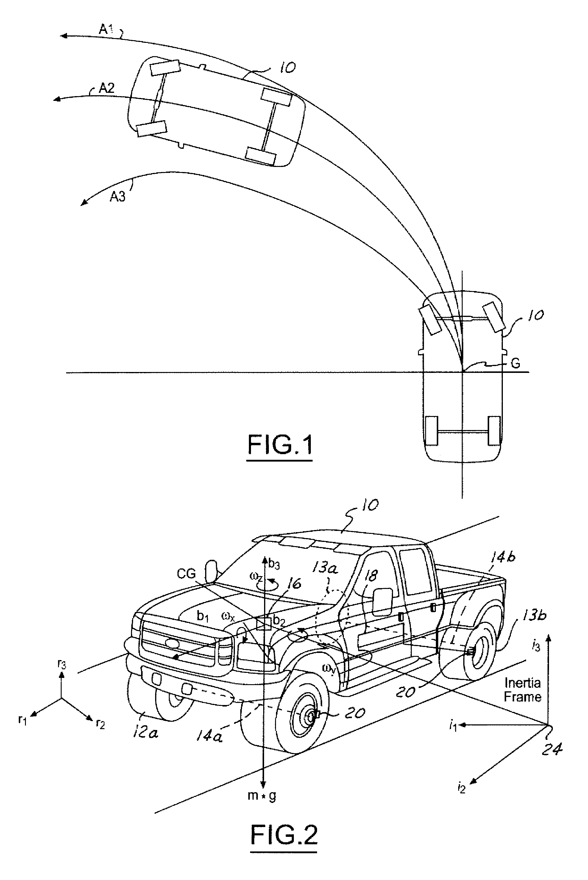 Method and apparatus for controlling an automotive vehicle using brake-steer and normal load adjustment