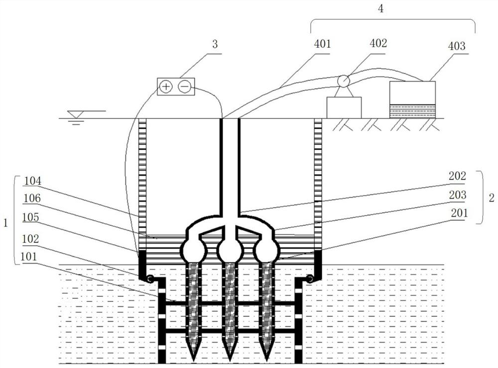 A device and construction method for solidifying river silt in situ