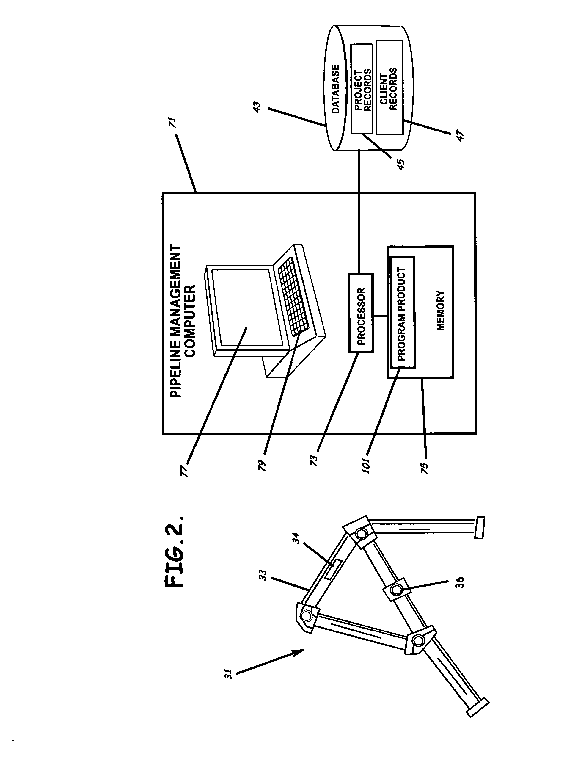 System to manage maintenance of a pipeline structure, program product, and related methods