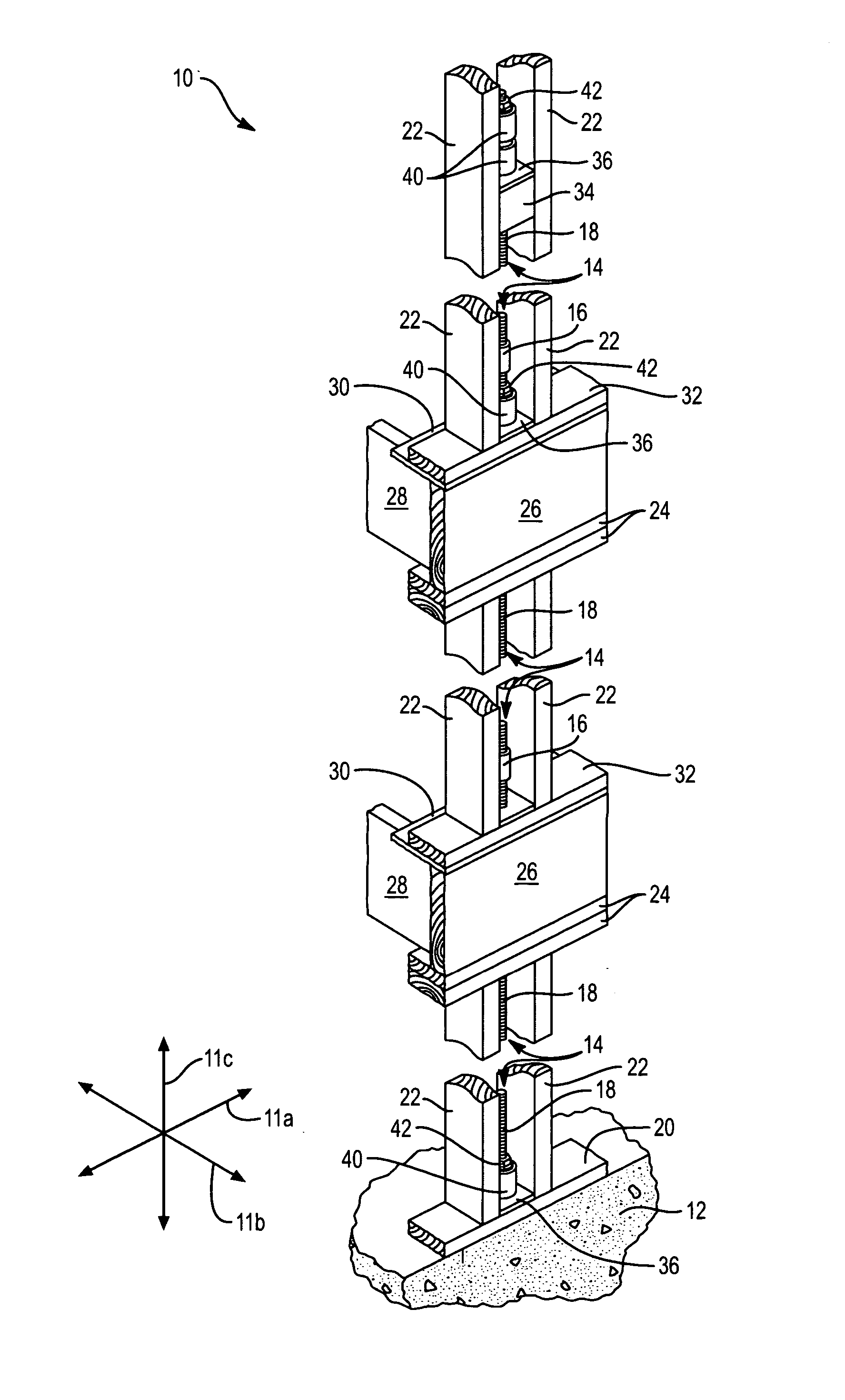 Continuously threaded hold-down system