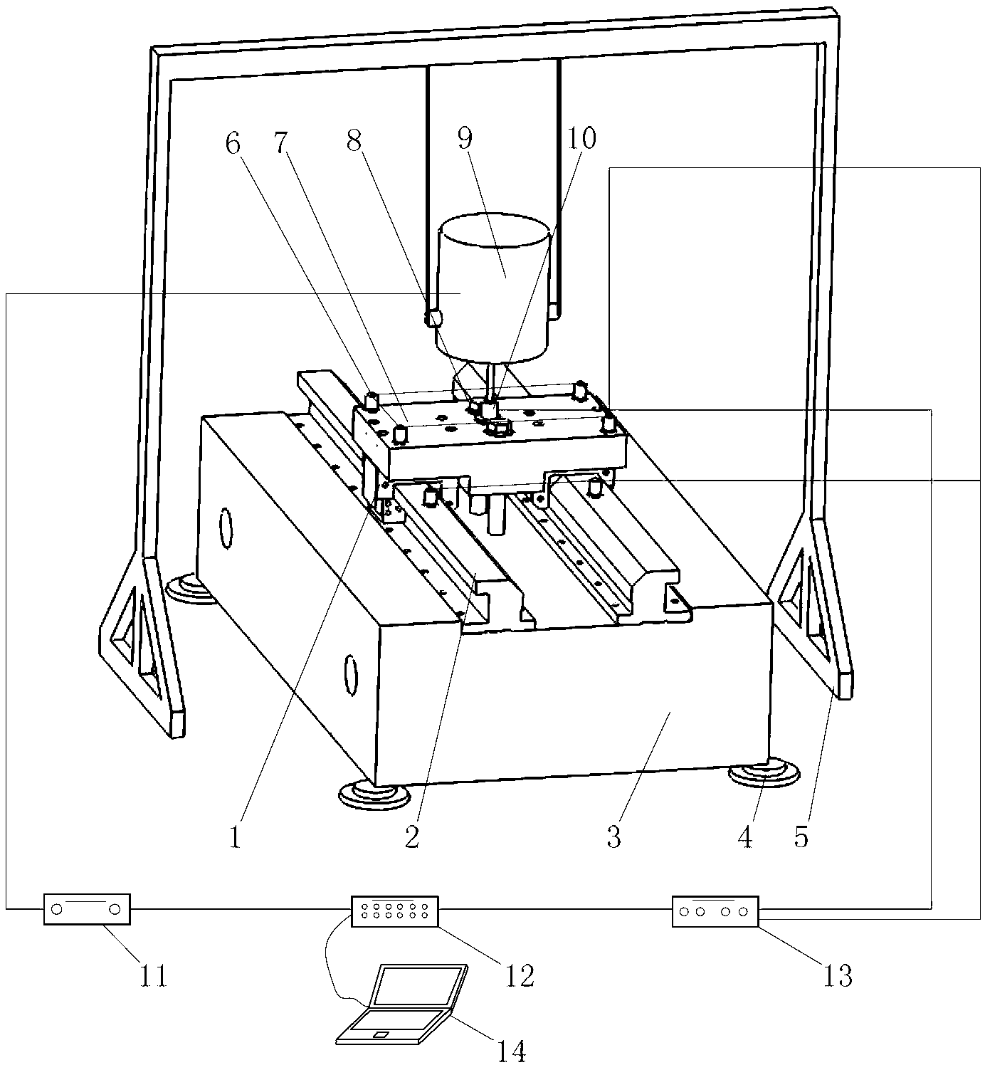 Device and method for testing dynamic characteristics parameters of joint part of rolling-sliding combined guide rail