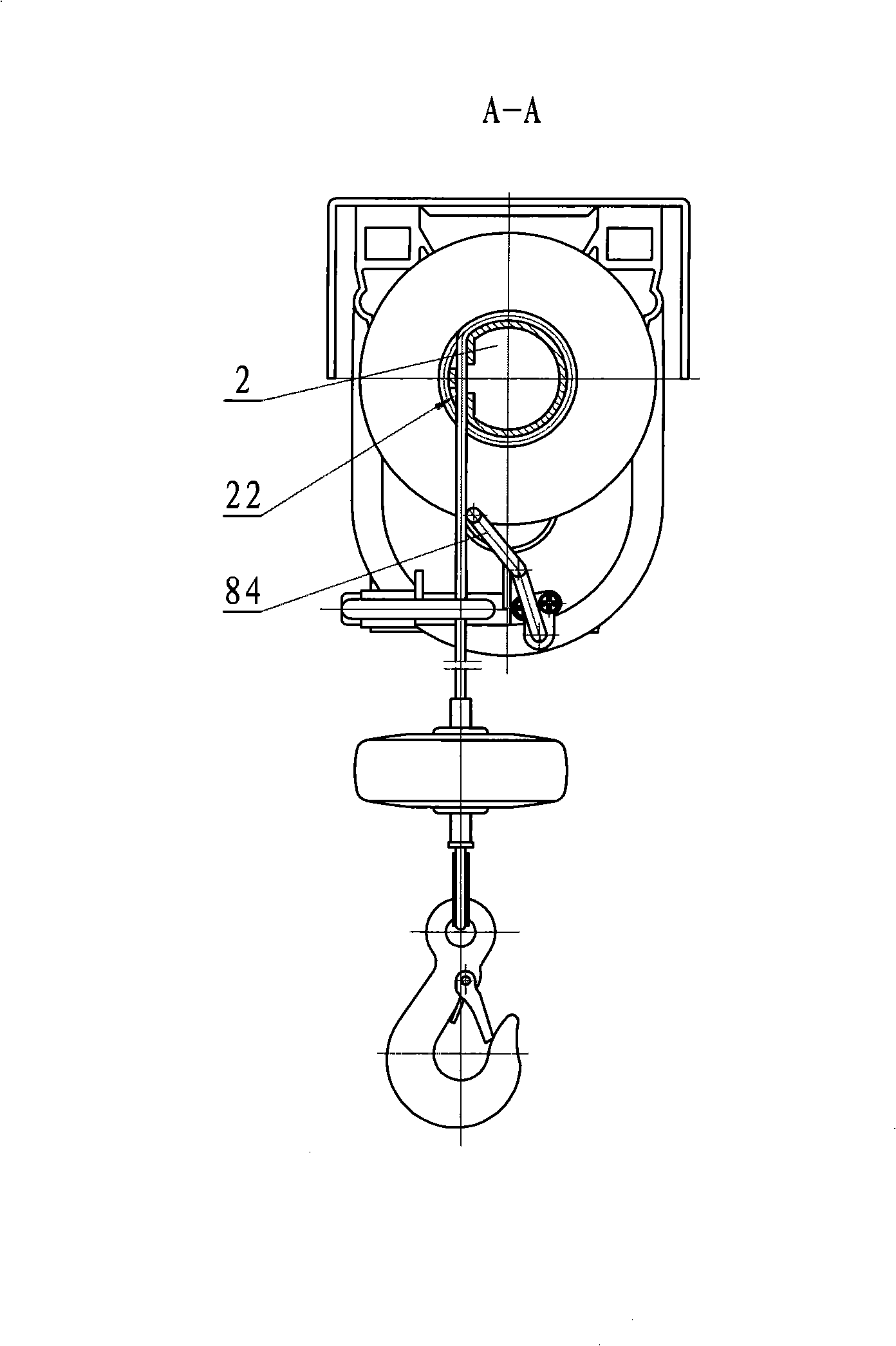 Single-phase electric gourd with lower caging device