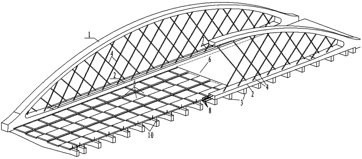 Fabricated net-shaped suspender tie-bar arch bridge