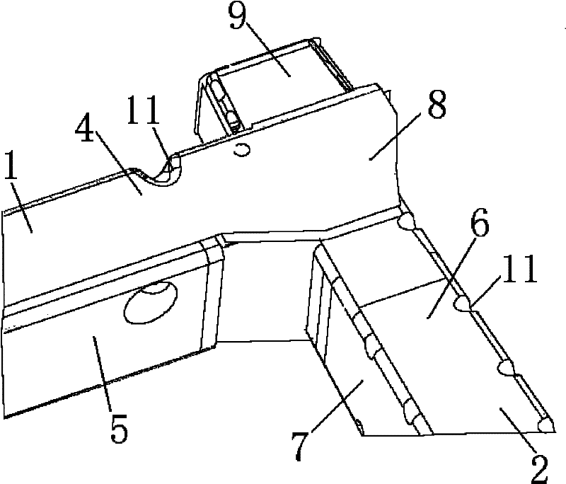 Front connecting structure of vehicle frame