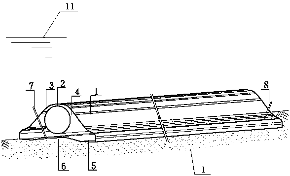 Water bottom adhesion type self-stabilization oil and gas transport pipe