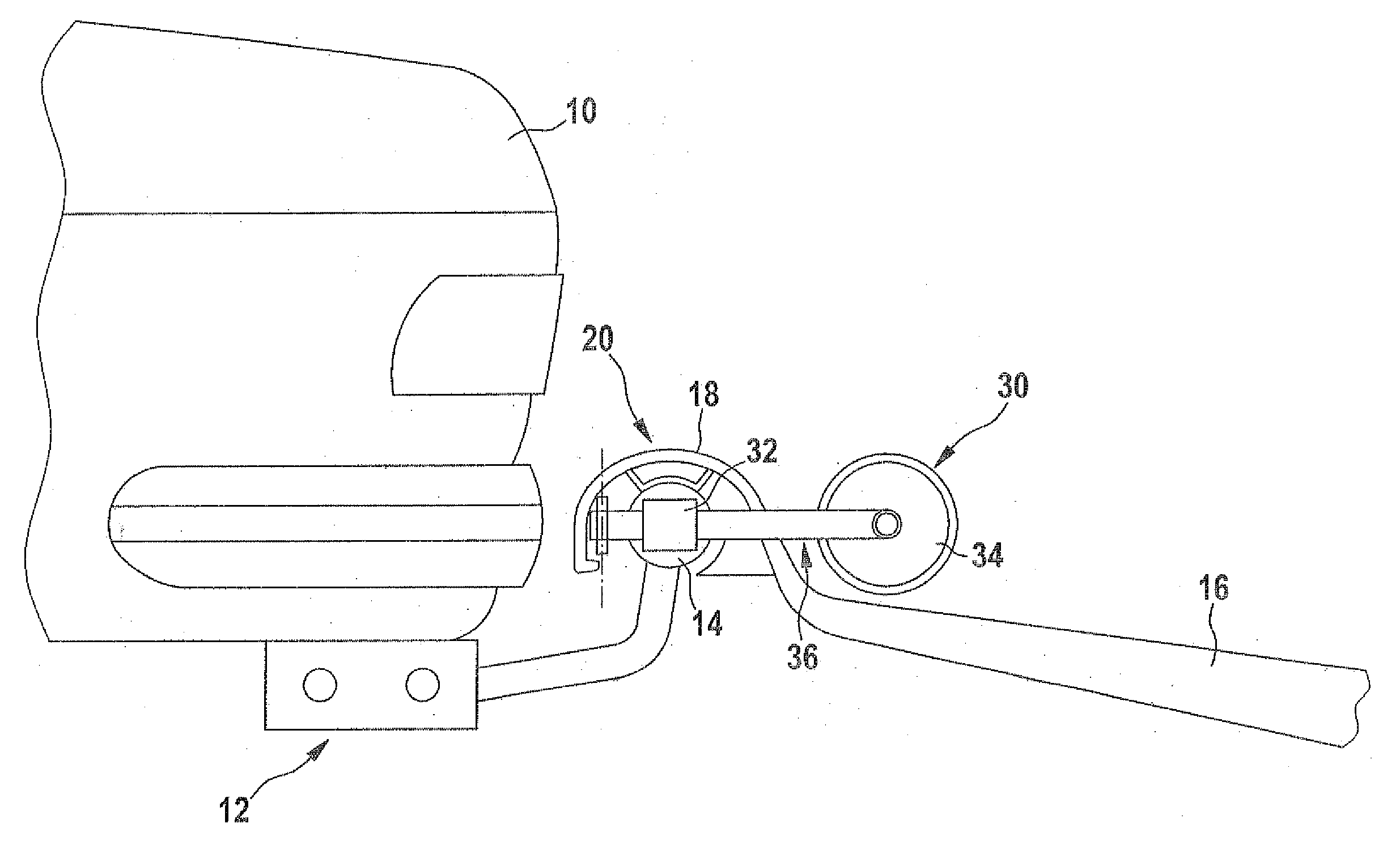 Hitching device with stabilizer for avoiding and/or damping rolling motions between a traction vehicle and a trailer coupled to this traction vehicle