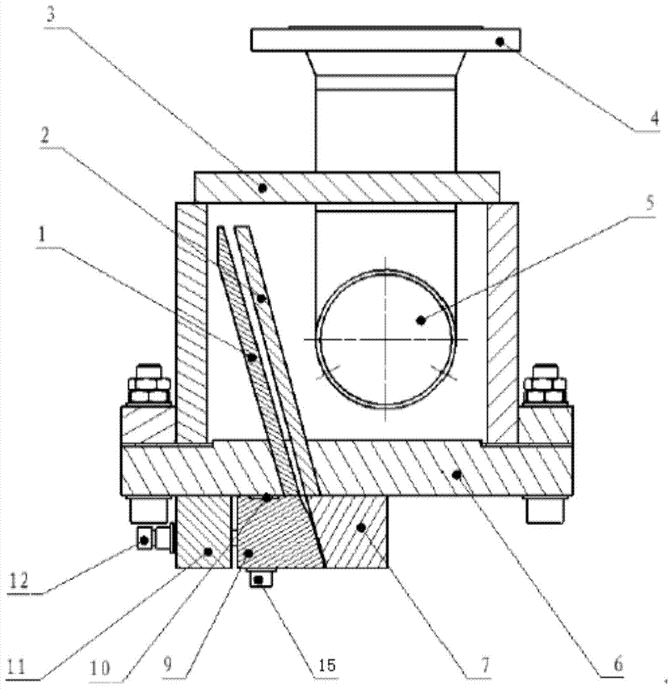 Cooling device for generating flat spraying jet