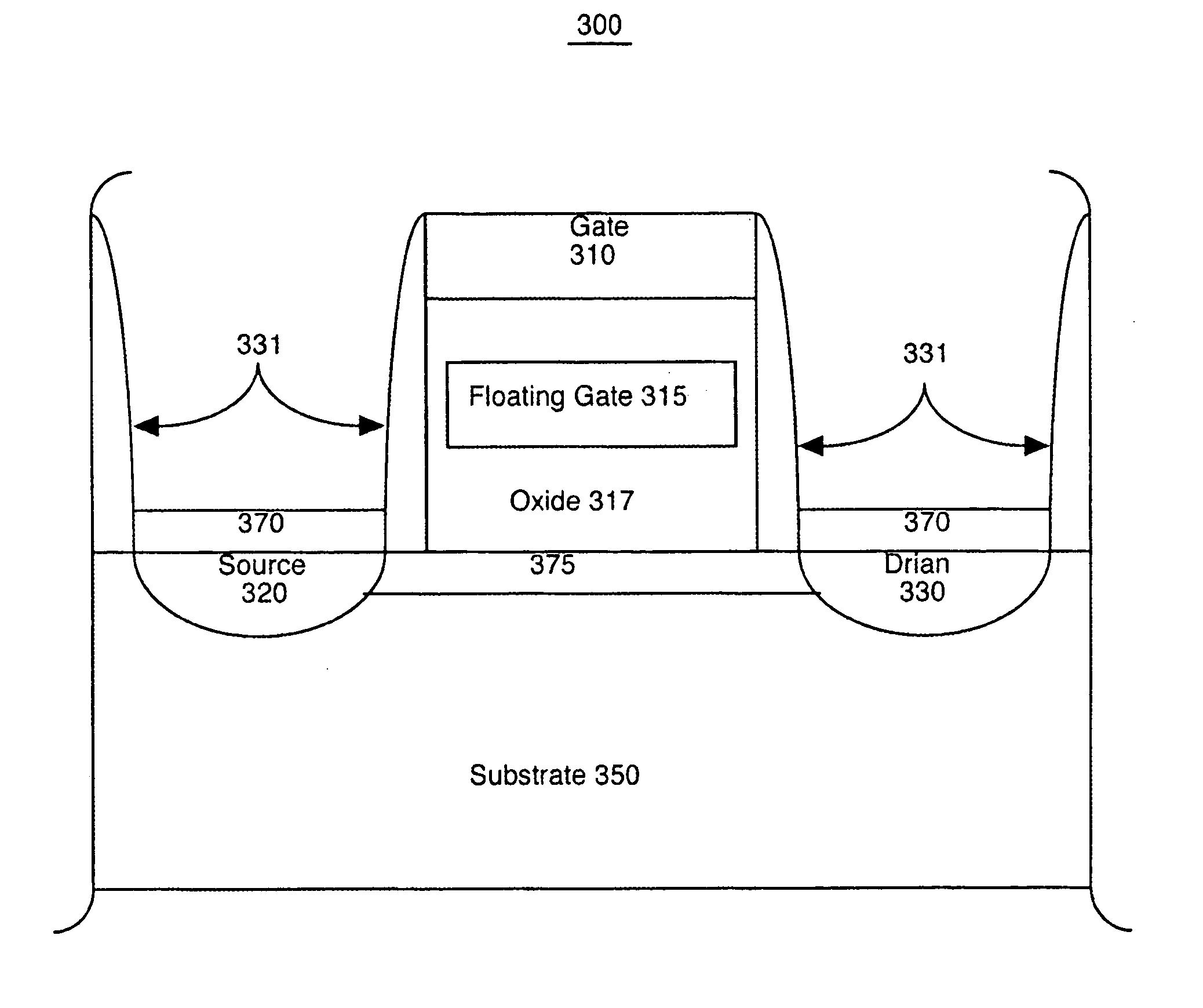 Flash memory cell with drain and source formed by diffusion of a dopant from a silicide