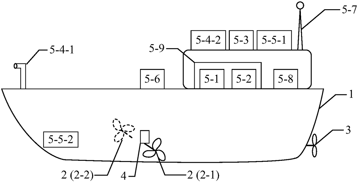 An on-line automatic control device for dual direction-changing side propellers of a lake and reservoir operation ship