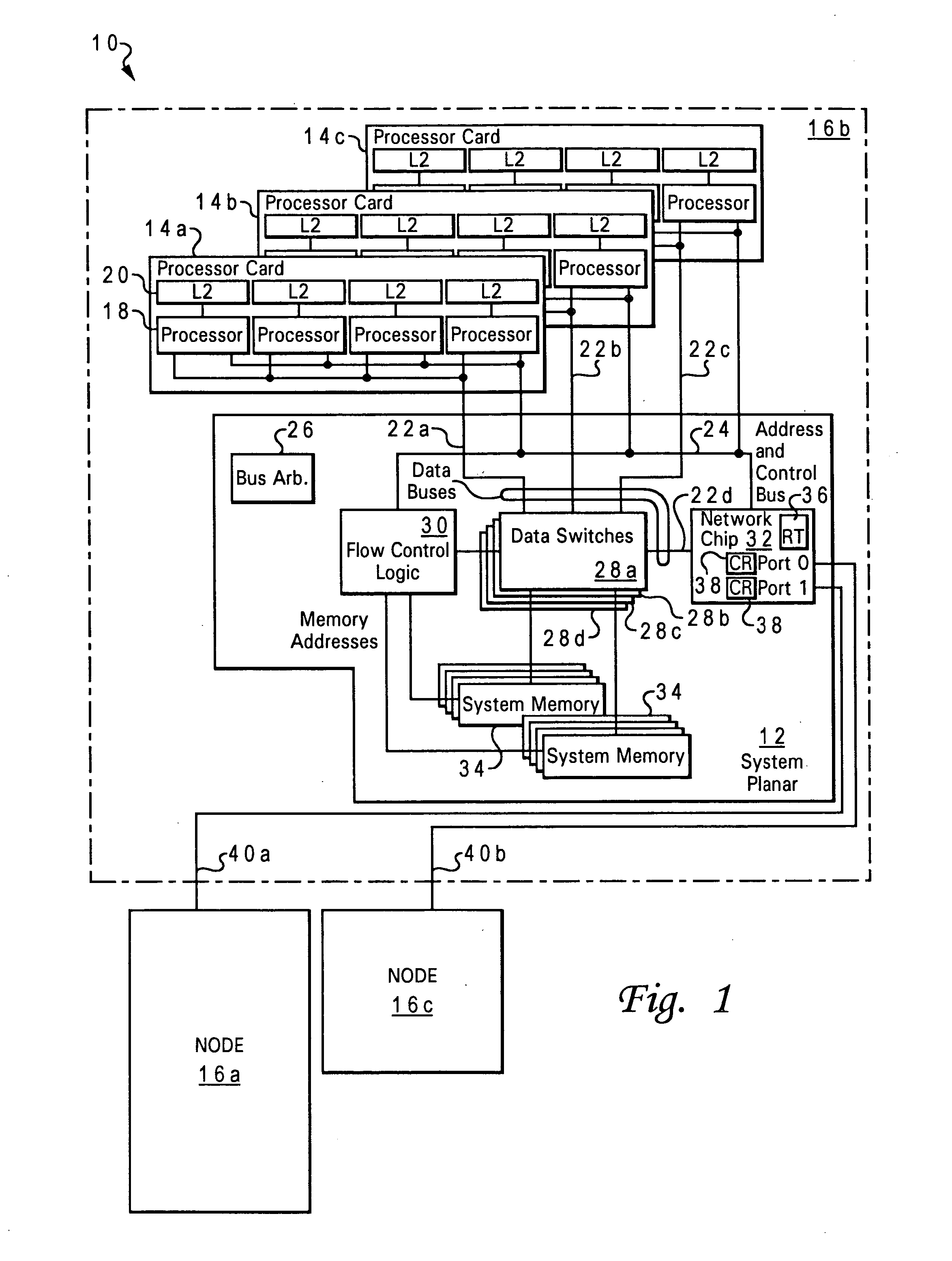 Method and system for filtering inter-node communication in a data processing system