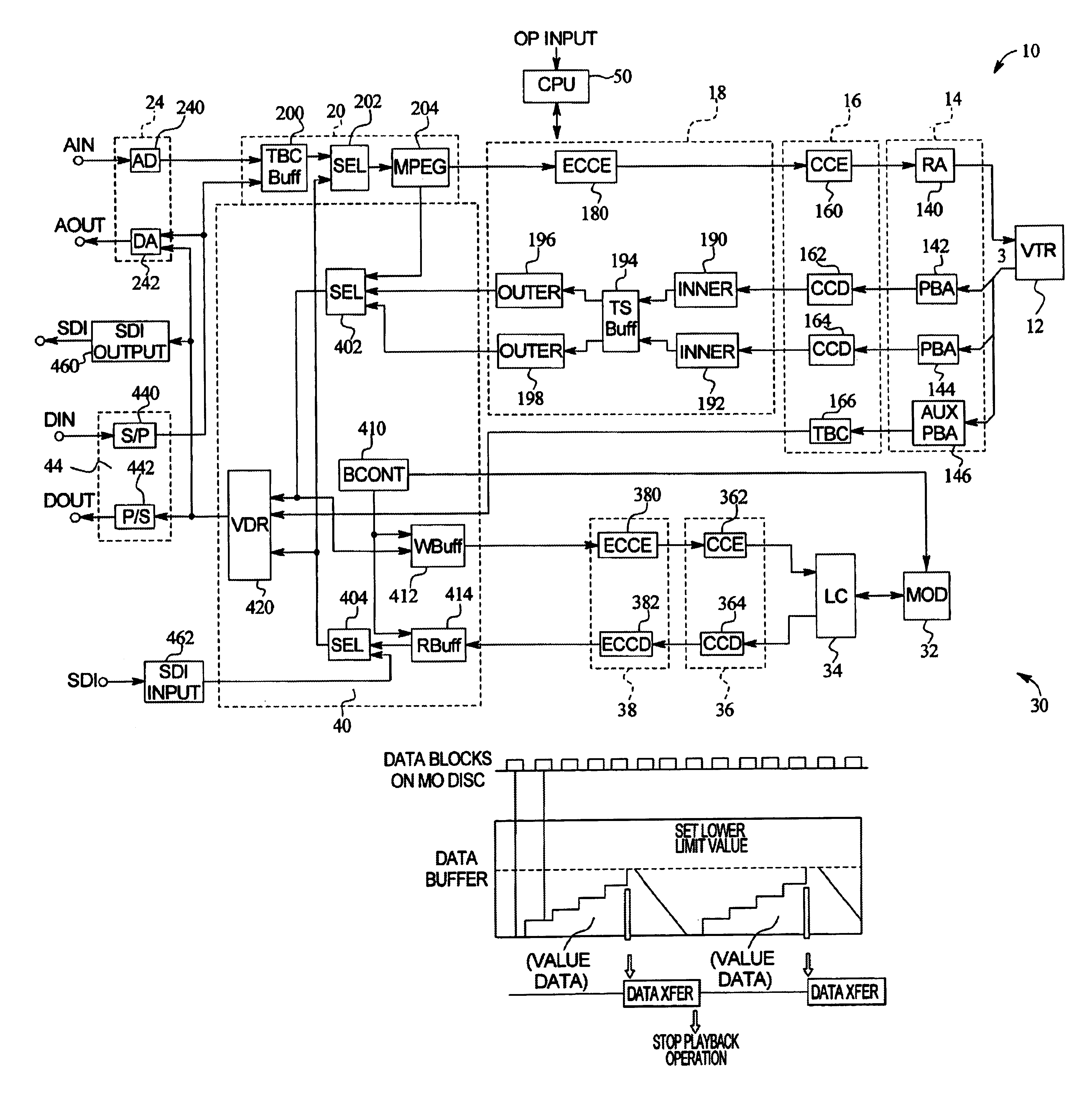 Data recording and reproducing apparatus having a data transferring device for selectively transferring data between multiple data recording and reproducing devices