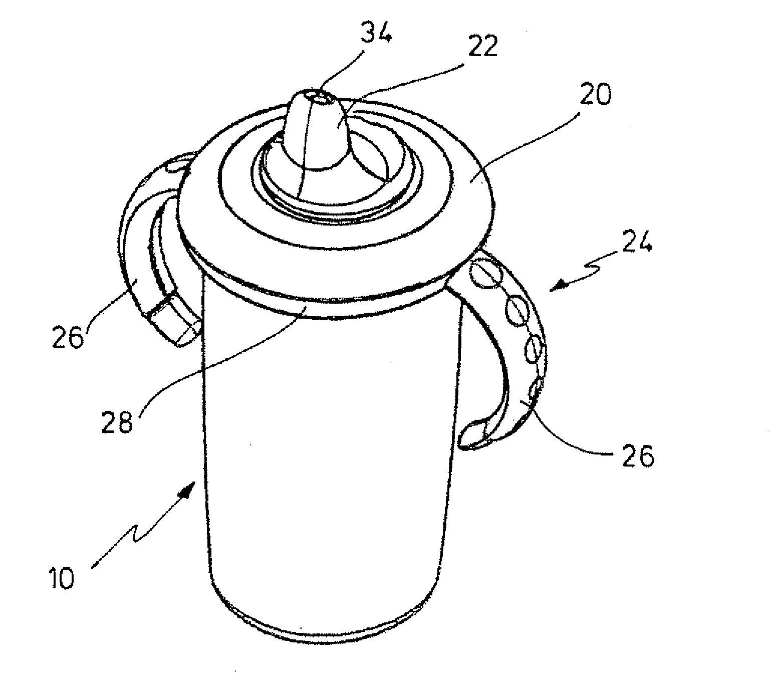 Closure system for a children's drinking bottle or a children's drinking cup