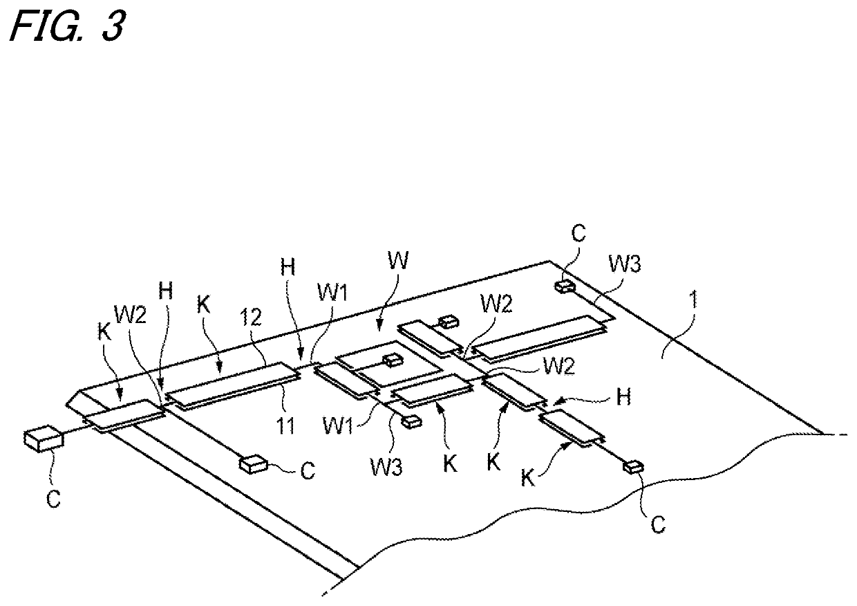 Wiring structure of wire harness and wire harness