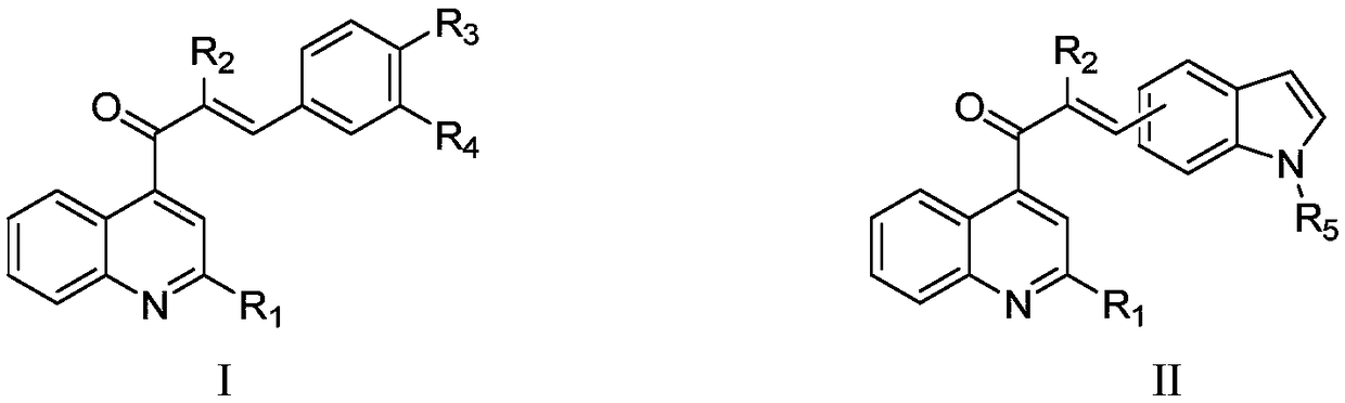 Quinoline substituted chalcone compound as well as preparation method and application thereof