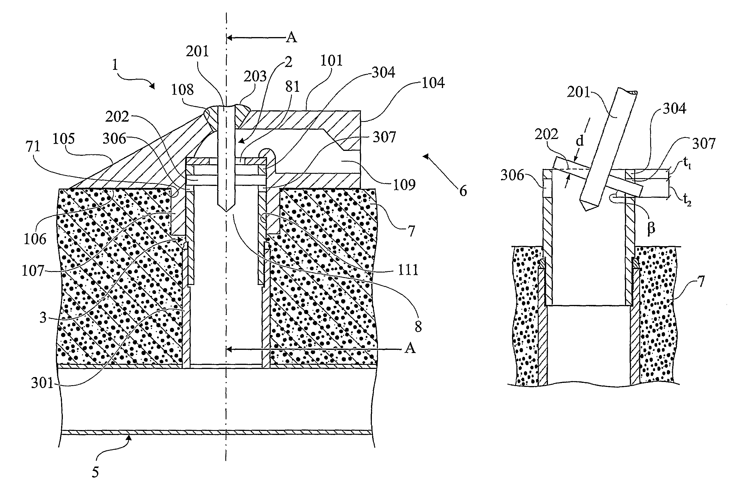 Air nozzle with fastening means and method for fastening of said nozzle