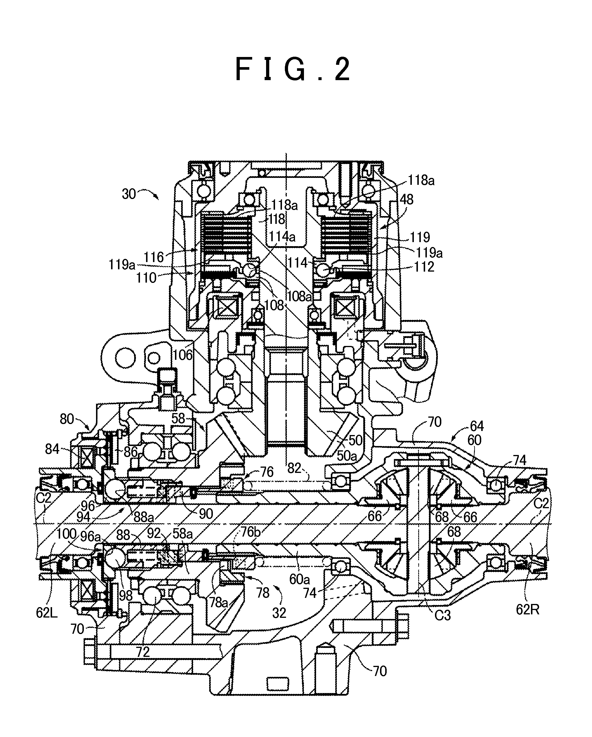 Auxiliary drive wheel-side differential unit for four-wheel drive vehicle