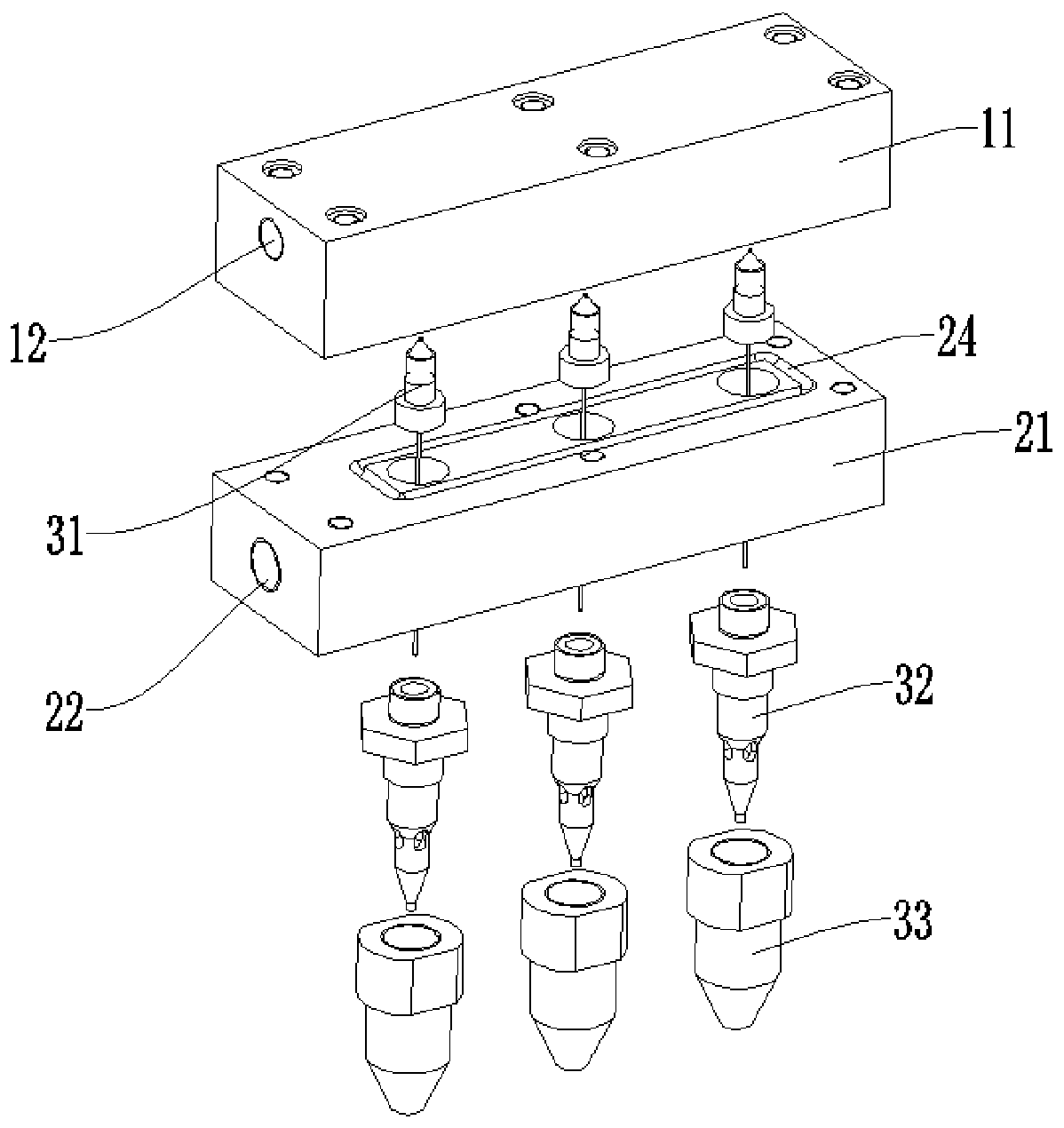 Array type dry ice spray head and gas-solid mixture generation method