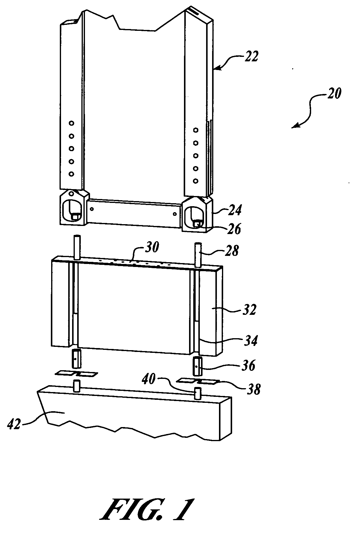 Shear wall attachment assembly and method of use